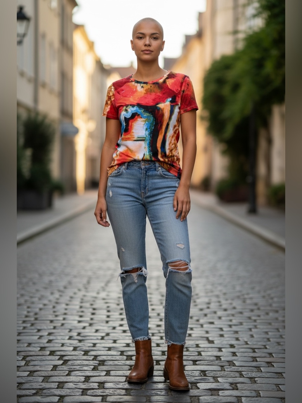 Simply Vera Vera Wang Abstract Print Medium Tee Shirt With Colorful Art Print